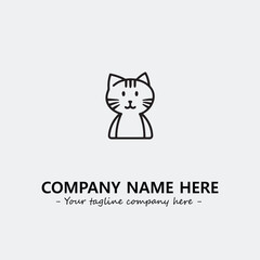 Cat illustration black and white for logo company vector image