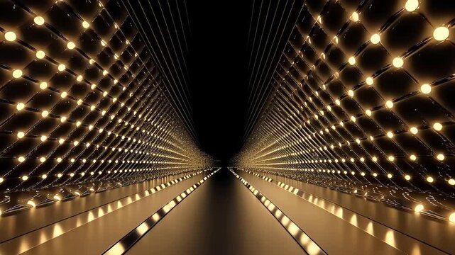 Glowing Tunnel of Lights with a Symmetrical Design Creating a Stunning Perspective

