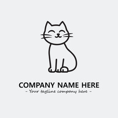 Cat illustration black and white for logo company vector image