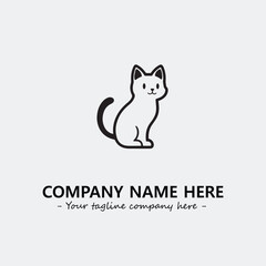 Cat illustration black and white for logo company vector image
