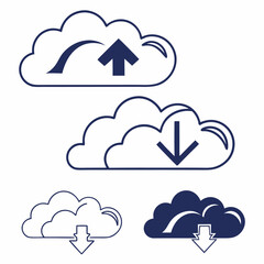 Cloud computing concept icon depicts internet technology with network communication symbolized by a blue 3D cloud