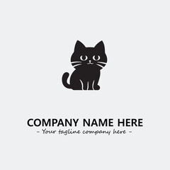 Cat illustration black and white for logo company vector image