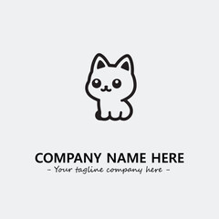 Cat illustration black and white for logo company vector image