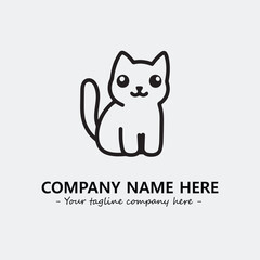 Cat illustration black and white for logo company vector image