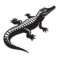 Fearless Caiman silhouette, ruling over river ecosystems – Caiman illustration – Caiman vector – Reptile silhouette

