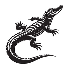 Imposing Caiman silhouette, a true apex predator of freshwater – Caiman illustration – Caiman vector – Reptile silhouette

