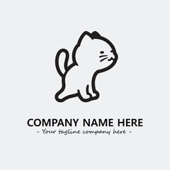 Cat illustration black and white for logo company vector image