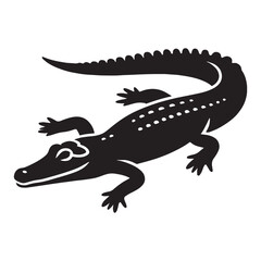 Ancient Caiman silhouette, a symbol of survival through the ages – Caiman illustration – Caiman vector – Reptile silhouette

