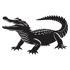 Fearsome Caiman silhouette, with a powerful jaw – Caiman illustration – Caiman vector – Reptile silhouette

