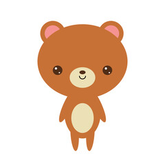 kawaii brown teddy bear vector illustration