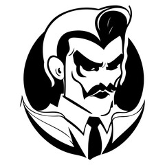 Monochrome Portrayal of Stern Faced Businessman