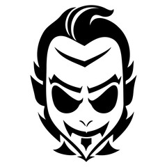 Minimalist Vampire Face Icon, Vector Illustration