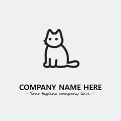 Cat illustration black and white for logo company vector image