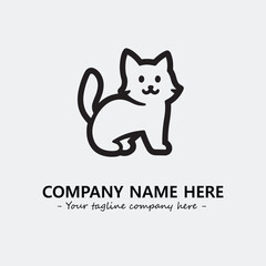 Cat illustration black and white for logo company vector image