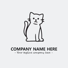 Cat illustration black and white for logo company vector image