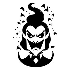 Dracula monochrome stencil illustration, Halloween
