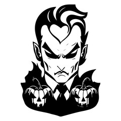 Eerie Count with Pumpkins Vector Silhouette