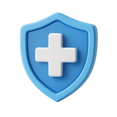 Fototapeta premium Light Blue Shield with White Medical Cross