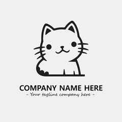 Cat illustration black and white for logo company vector image