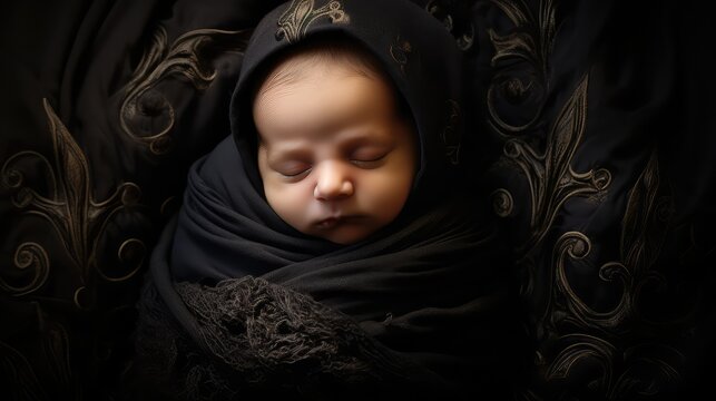 swaddled fleur de lis black