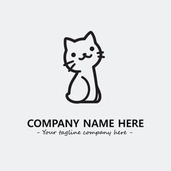 Cat illustration black and white for logo company vector image