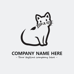 Cat illustration black and white for logo company vector image