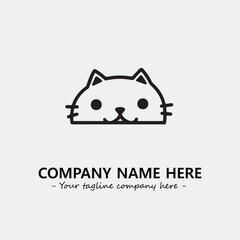 Cat illustration black and white for logo company vector image