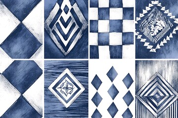Obraz premium Indigo Tile Pattern Design