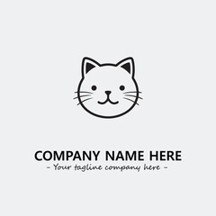 Cat illustration black and white for logo company vector image