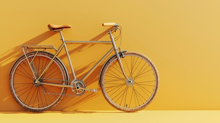 Fototapeta premium Stylish Bicycle Against Vibrant Yellow Wall for Urban Exploration