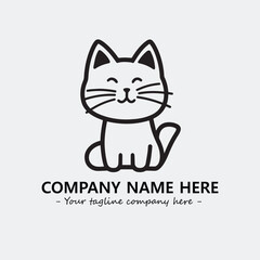 Cat illustration black and white for logo company vector image
