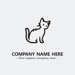 Cat illustration black and white for logo company vector image
