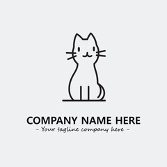 Cat illustration black and white for logo company vector image