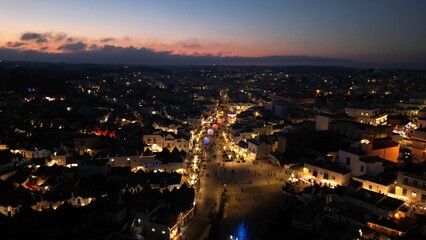 Trulli Illuminated for Holidays: Stunning Night Aerial of Alberobello’s Iconic Homes