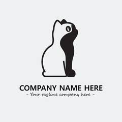 Cat illustration black and white for logo company vector image