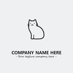 Cat illustration black and white for logo company vector image