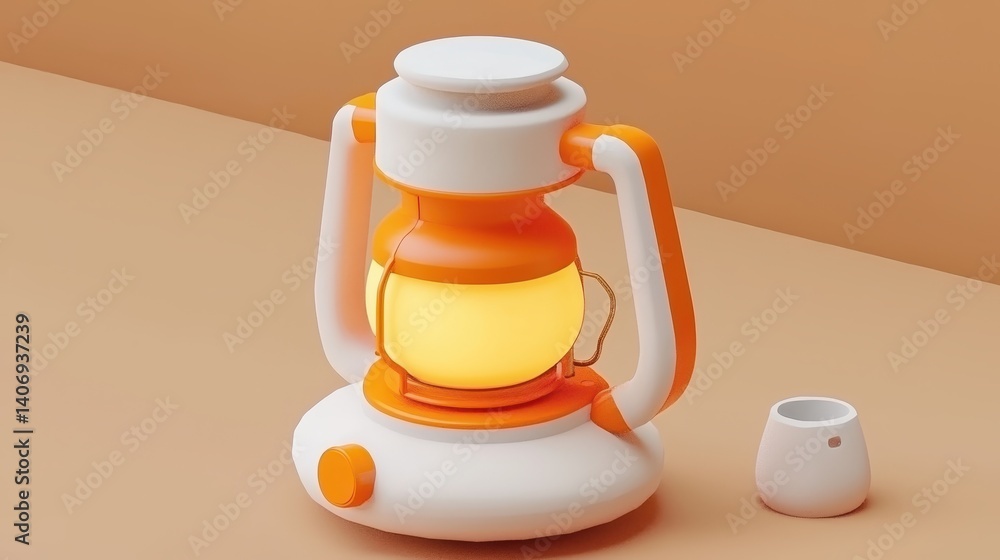 Poster modern bright lantern with simplistic design and subtle glow