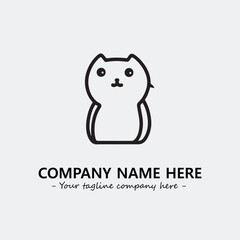 Cat illustration black and white for logo company vector image