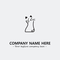 Cat illustration black and white for logo company vector image