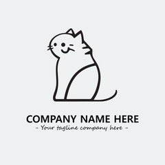 Cat illustration black and white for logo company vector image