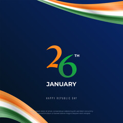 Obraz premium Happy Republic Day Background Design Template Illustration, Indian Republic Day Post Banner Design Template. 26 january Republic Day of India design with indain flag.