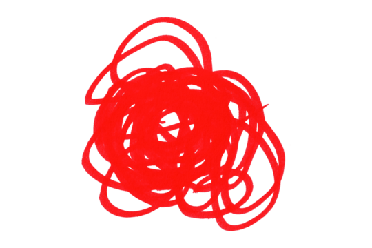 Red grunge pen lines, messy lines, hand drawn sketch, abstract doodle, isolated chaotic lines, grunge overlapping lines texture, artwork, ink, transparent background. - Powered by Adobe
