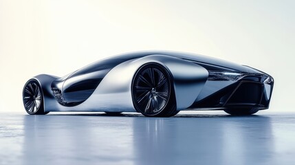 Futuristic Sleek Concept Car Design on Minimalist Background