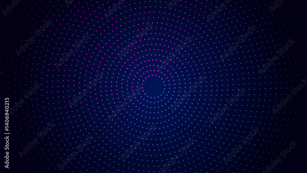 Poster abstract blue dynamic circle dotted texture ,dark blue background with copy space. modern futuristic