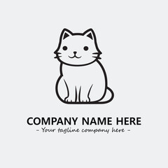 Cat illustration black and white for logo company vector image