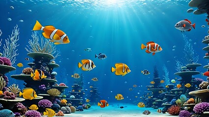 Fototapeta premium coral reef and fishes