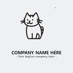 Cat illustration black and white for logo company vector image