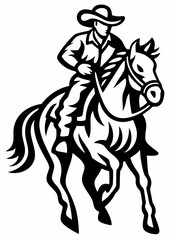 cowboy and horse running silhouettes