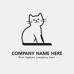 Cat illustration black and white for logo company vector image