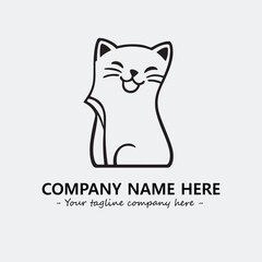 Cat illustration black and white for logo company vector image